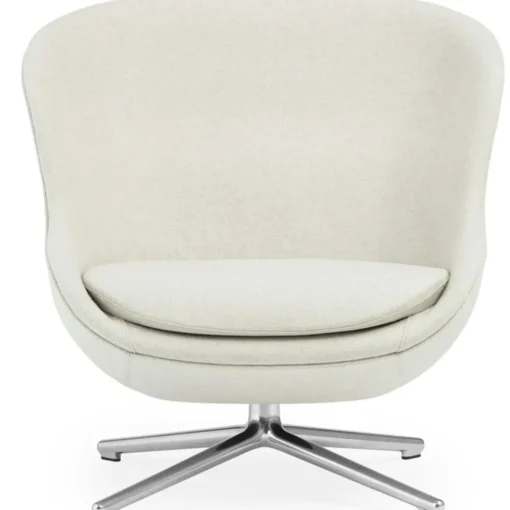 Hyg Armchair Low With Swivel Base, Brandy Leather / Aluminium