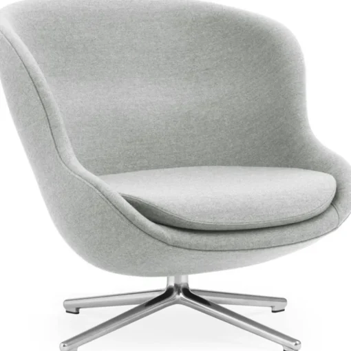 Hyg Armchair Low With Swivel Base, Brandy Leather / Aluminium