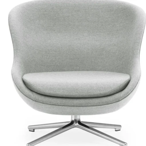 Hyg Armchair Low With Swivel Base, Brandy Leather / Aluminium