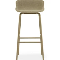Hyg Bar Stool 75 cm, Upholstered Front, Olive