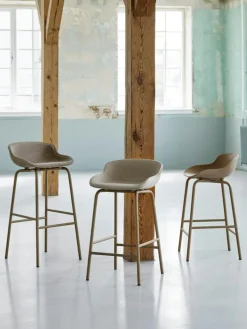 Hyg Bar Stool 75 cm, Upholstered Front, Olive