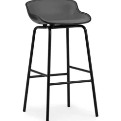 Hyg Bar Stool 75 cm, Upholstered Front, Olive