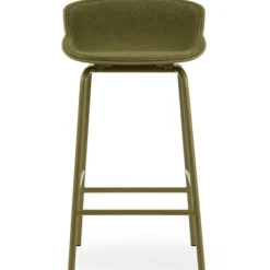 Hyg Bar Stool 75 cm, Upholstered Front, Olive