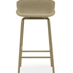 Hyg Bar Stool 75 cm, Upholstered Front, Olive