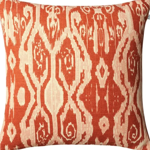 Ikat Madras Cushion Cover 50x50 cm, Spicy Yellow / Rose