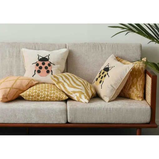 Ikat Orissa Cushion Cover 50x50 cm, Rose/Spicy Yellow