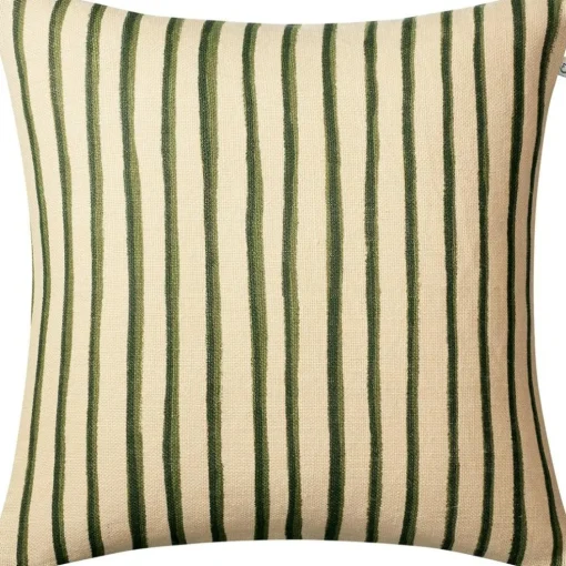 Jaipur Stripe Cushion Cover 50x50 cm, Light Beige / Cactus Green / Green