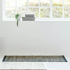 Jute/Leather Rug 75x200, Dark Grey