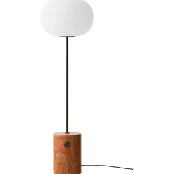 JWDA Floor Lamp, Red Travertine / Bronzed Brass