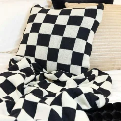 Knitted Check Cushion Cover 50x50 cm, Lilac