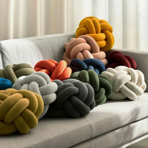 Knot Cushion, Orange Red