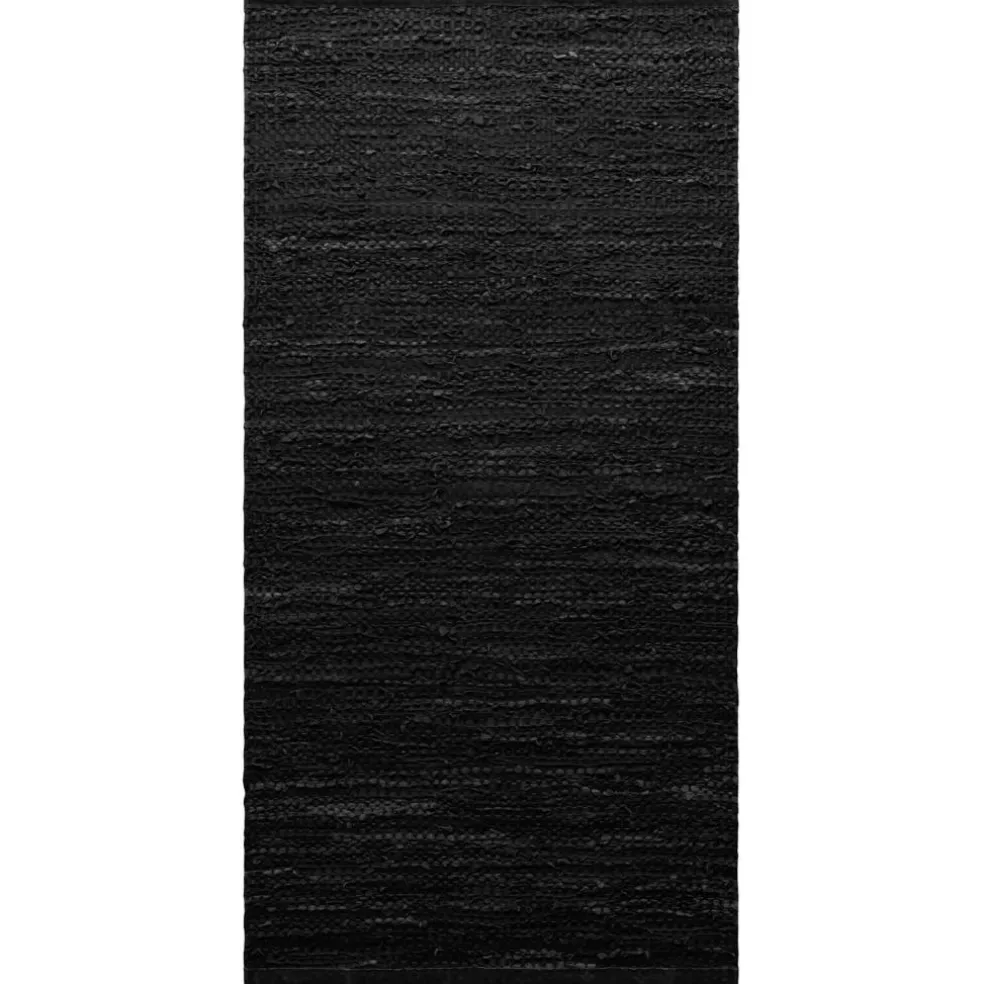 Leather Rug 65x135, Black