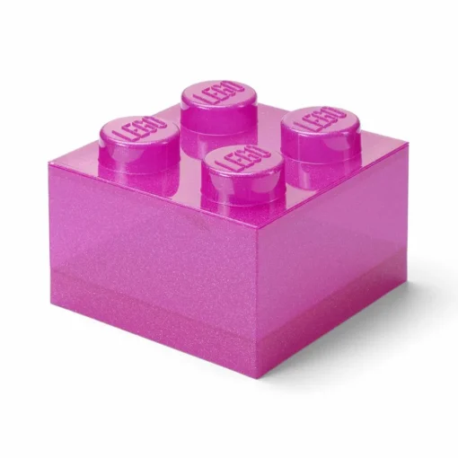 LEGO® Brick Storage Box Translucent 4 Knobs, Glitter Translucent
