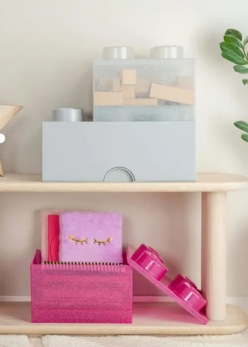 LEGO® Brick Storage Box Translucent 4 Knobs, Glitter Translucent