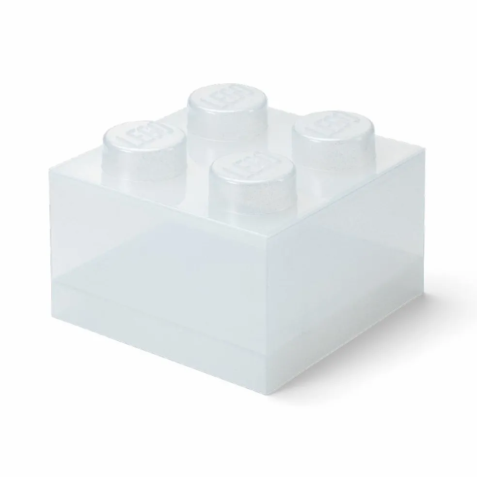 LEGO® Brick Storage Box Translucent 4 Knobs, Glitter Translucent