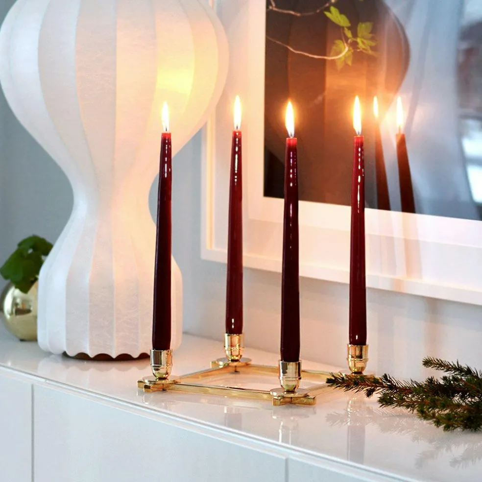 Lucia Candlestick for 4 Candles, Brass