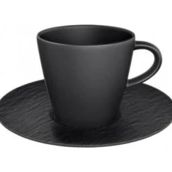 Manufacture Rock Coffee Cup With Saucer, Black