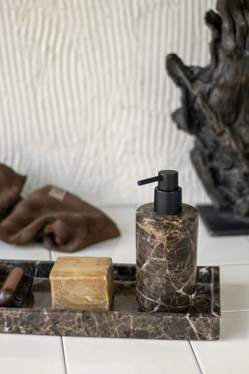 Marble Soap Dispenser Låg, Black Grey