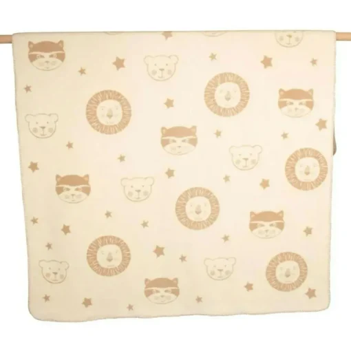 Mila Kids Blanket 150x200 cm Lion Raccoon Bear, Off-white