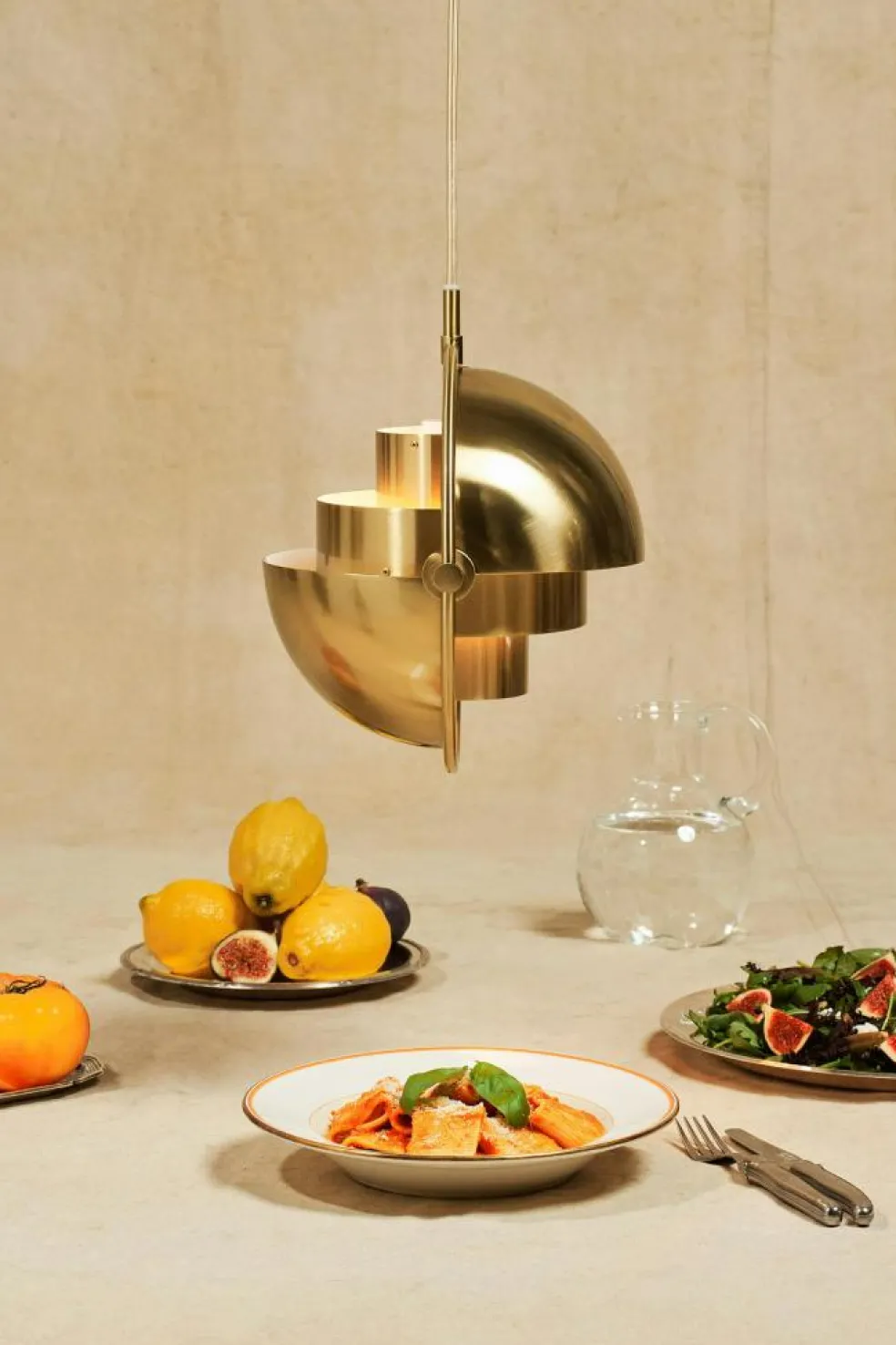 Multi-Lite Pendant 36 cm, Brass / Sea Grey Semi-matte