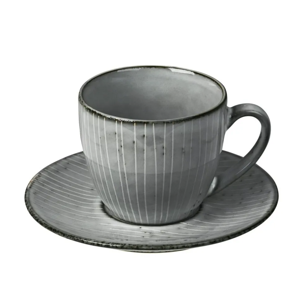 Nordic Sea Cup With Saucer 15 cl, Grey