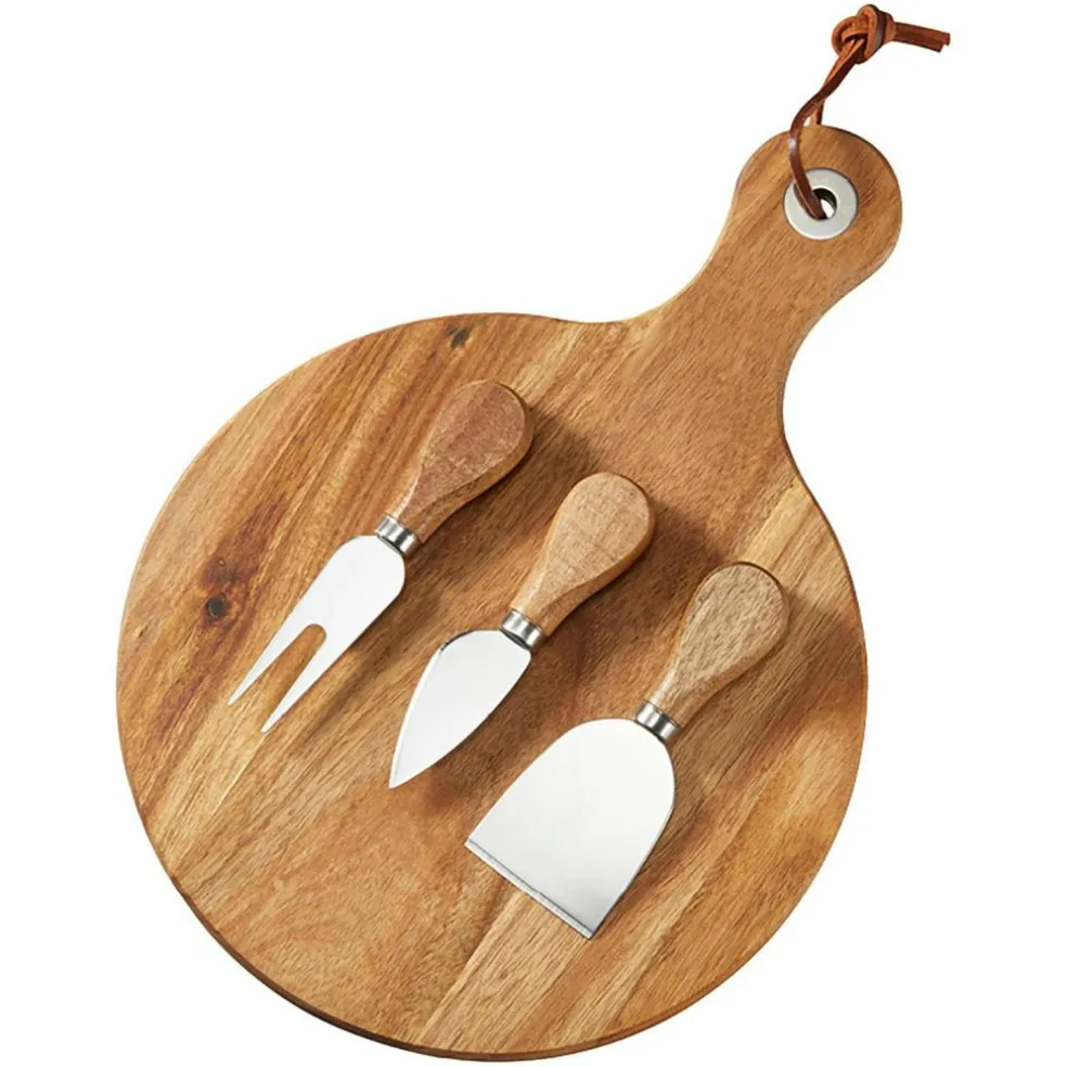 Oline Cheese Board & 3 Cheese Cutlery, Acacia Tree