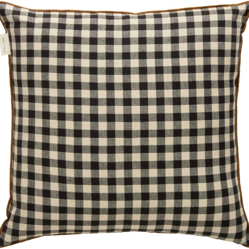 Outline Check Cushion 50x50 cm, Black