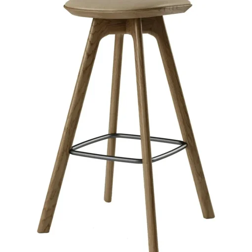 Pauline Bar Stool 75 cm, Oiled Oak / Leather Almond