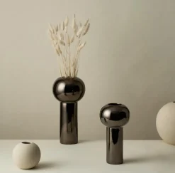 Pillar Vase 32 cm, Dark Silver