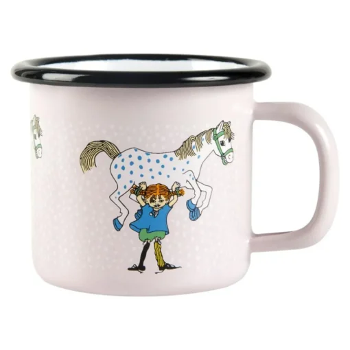 Pippi And The Horse Enamel Mug, 15 cl