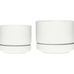 Pot With Saucer H13.2, Matte White