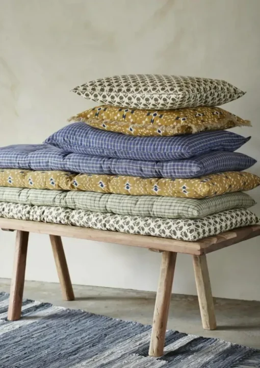 Printed cotton mattress Seat Cushion 60x100 cm, Ecru