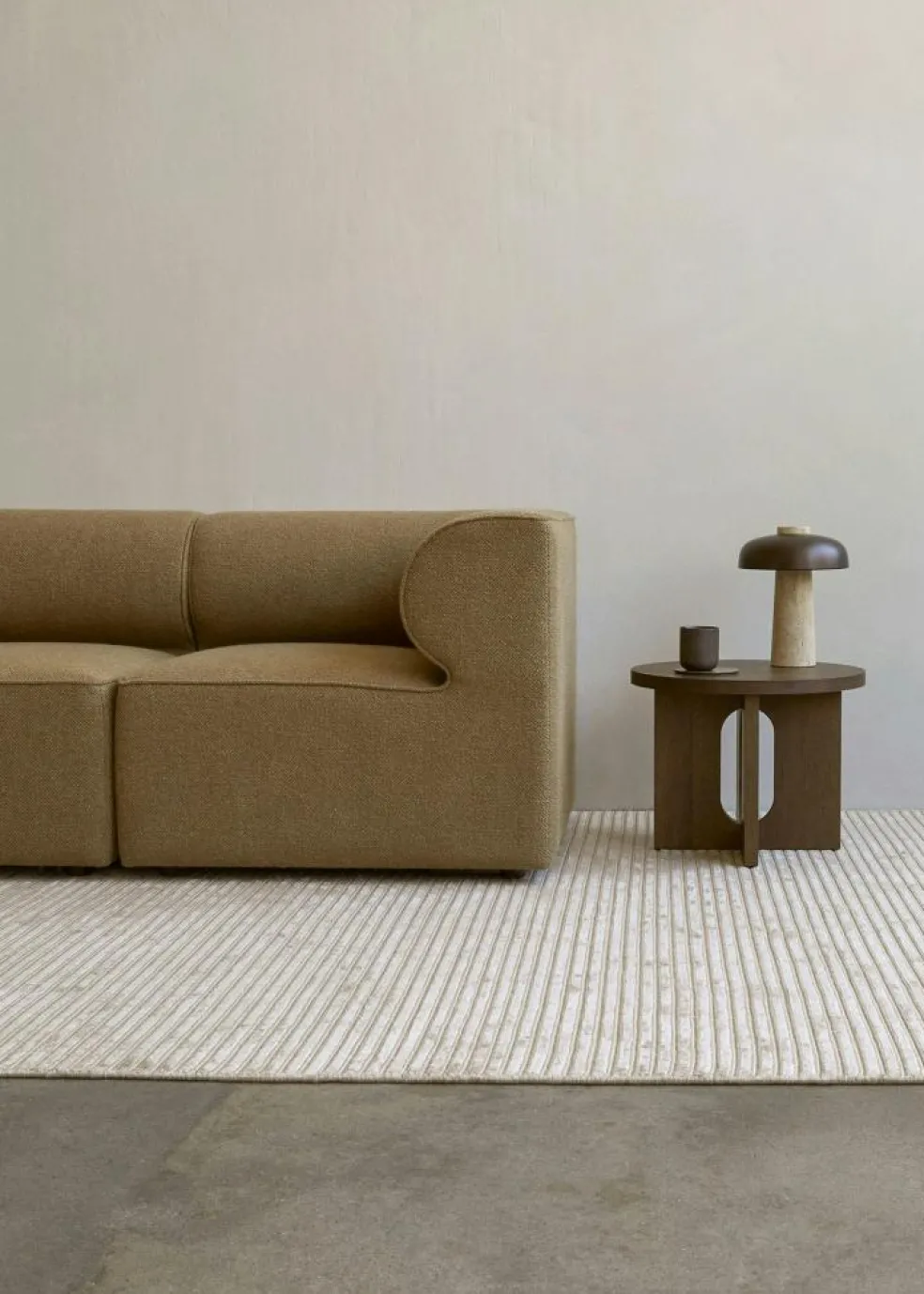 Reverse Table Lamp, Travertine / Bronzed Brass