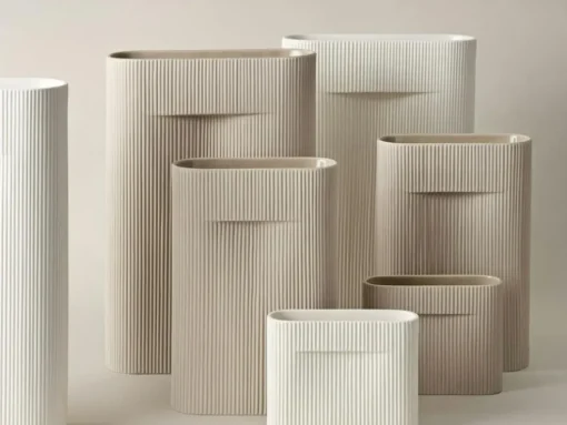 Ridge Vase 48 cm, Beige