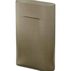 Ridge Vase Frosted Glass 16,5 cm, Taupe