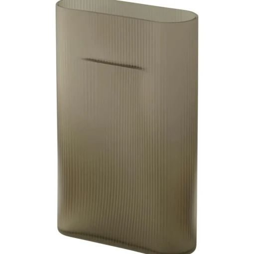 Ridge Vase Frosted Glass 16,5 cm, Taupe