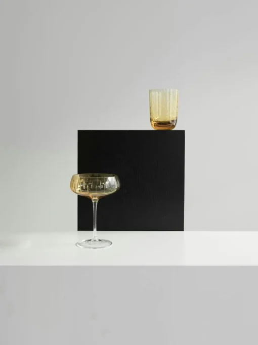 Single Cut Champagne Coupe, Amber