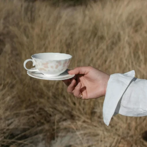 Slåpeblom Teacup 30 cl With Saucer, Pink
