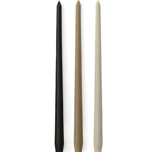 Spire Smooth Tapered Candle, H38, Ivory, Set of 6
