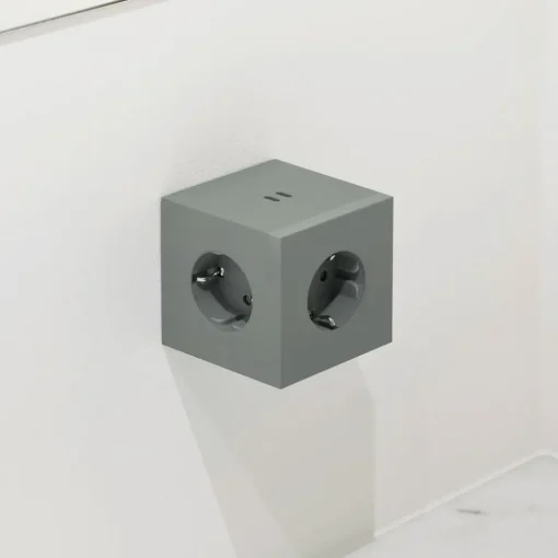Square 2 Socket Extender With USB-C / Magnet, Oak Green