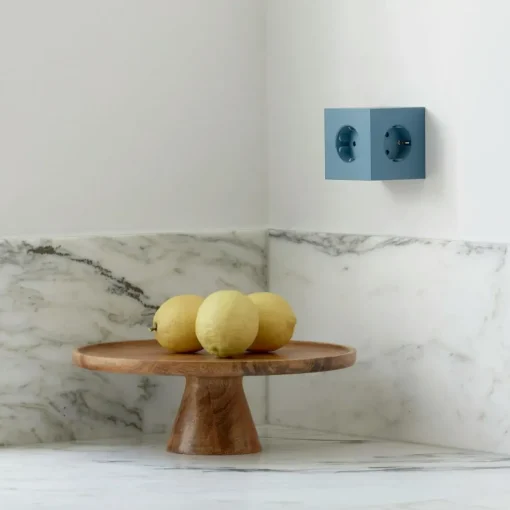 Square 2 Socket Extender With USB-C / Magnet, Oak Green