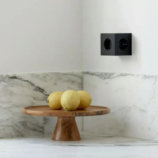 Square 2 Socket Extender With USB-C / Magnet, Oak Green