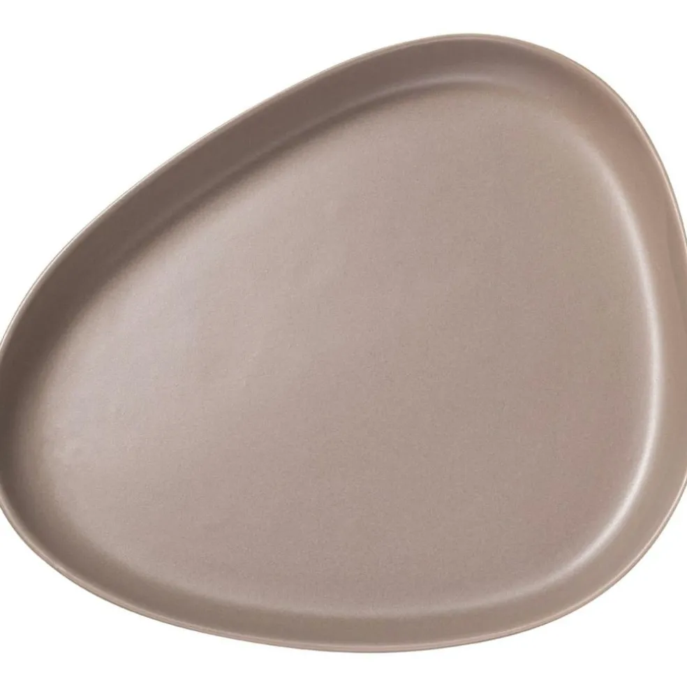 Stoneware Plate 35x30 cm, Warm Grey