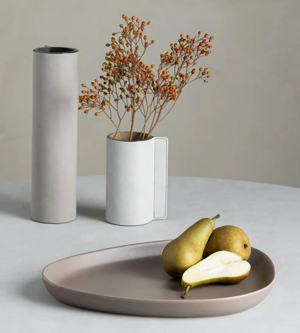 Stoneware Plate 35x30 cm, Warm Grey