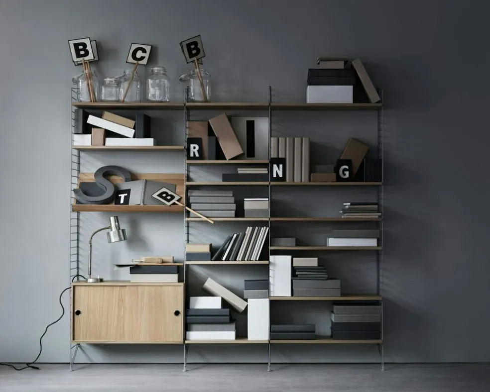 String Shelves 3-pack 58x20 cm, Black Ash