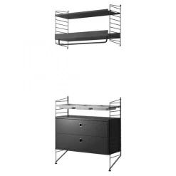 String Shelving System No 14, Black
