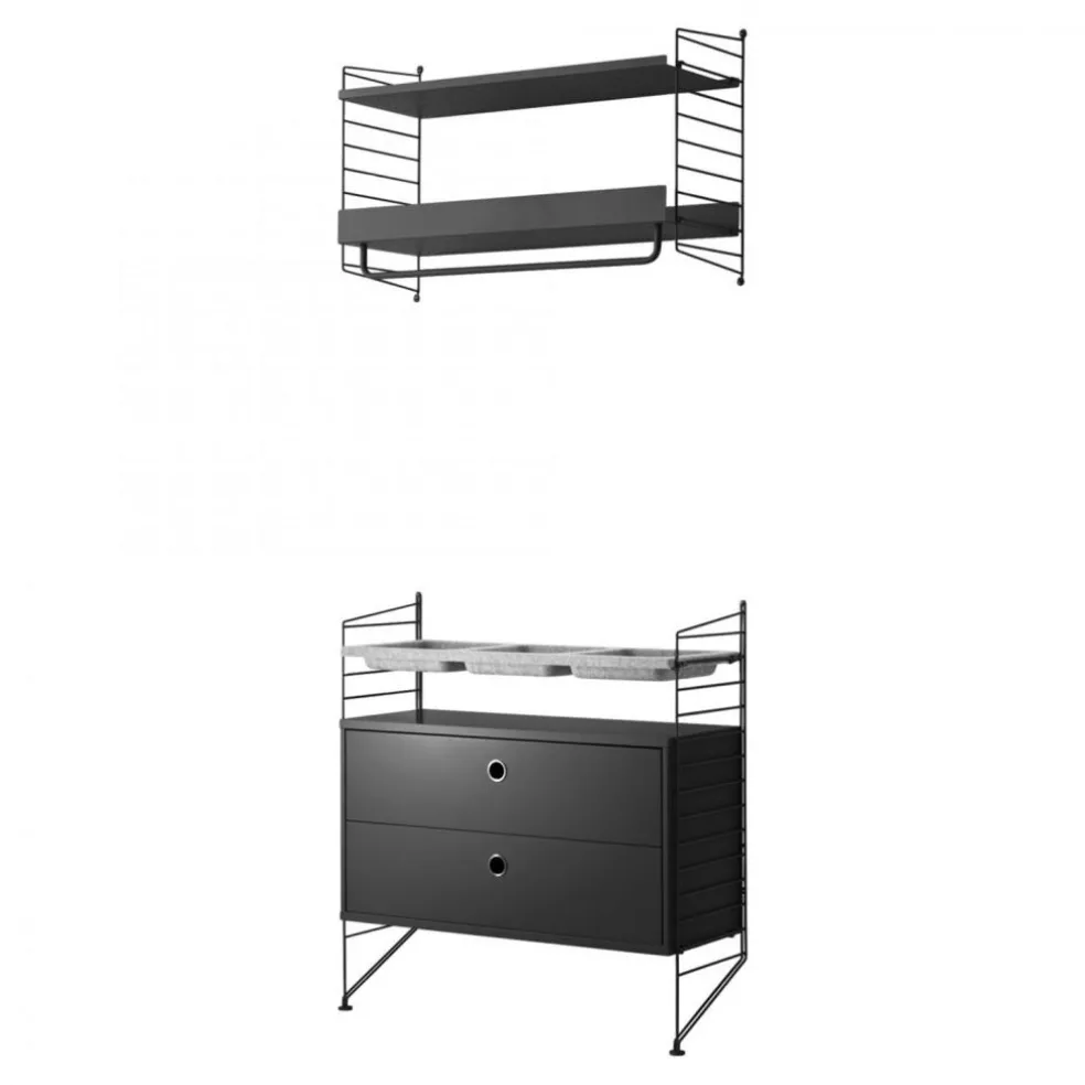 String Shelving System No 14, Black