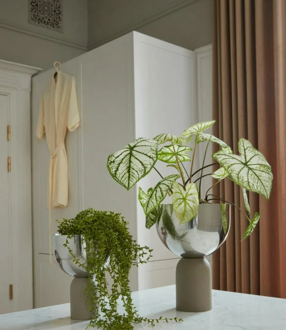 TORUS flowerpot Silver/Taupe 17xH23cm