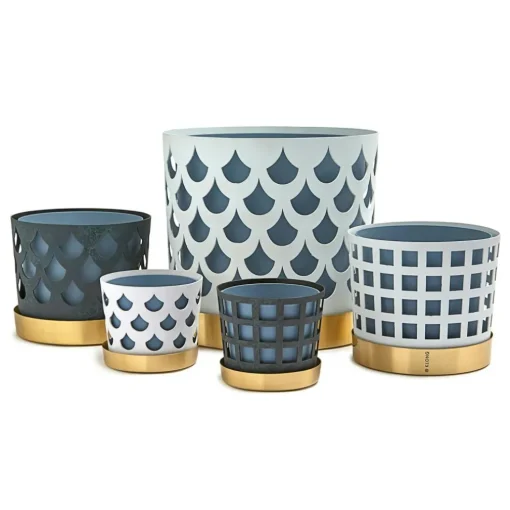 Trio Flowerpot Medium Drop, Blue