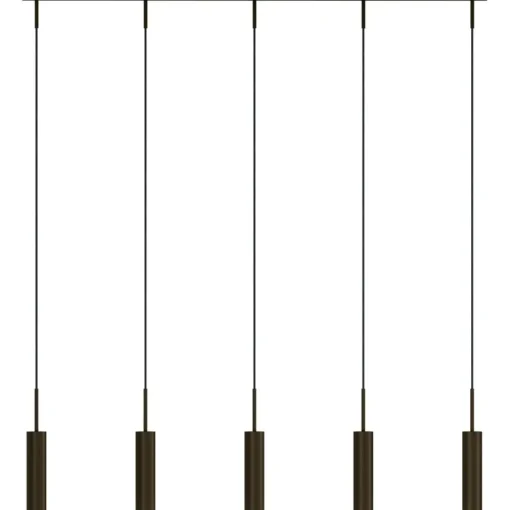 Tubulaire Pendant With Rail Bronzed, 5 Pendants